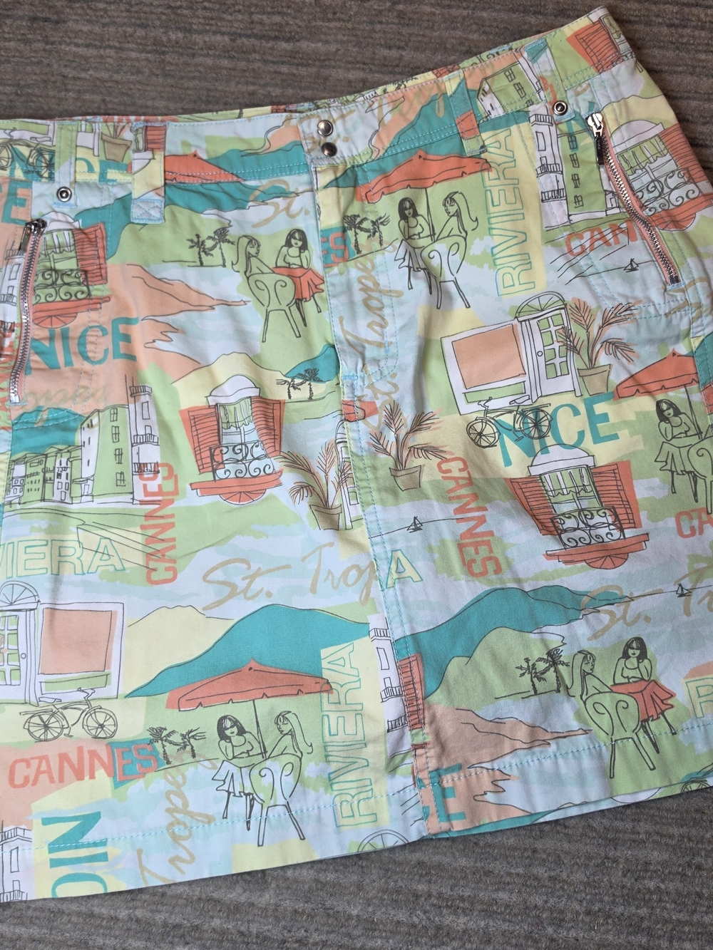 French Cuff Skort Womens 8 France inspired Riviera Beach Travel Europe Vtg